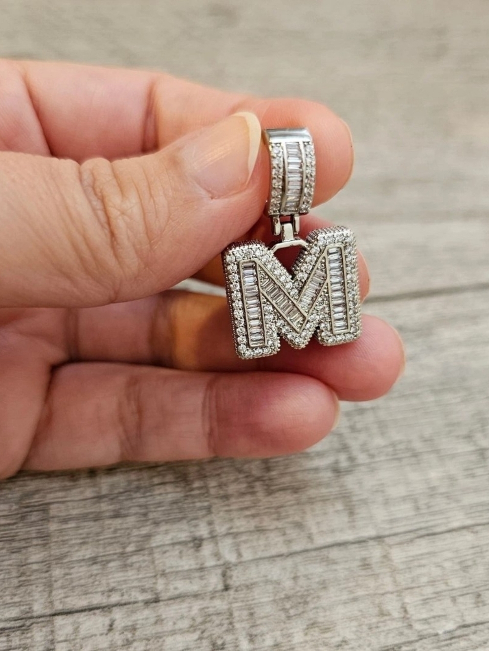 Sterling Silver plated Letter M